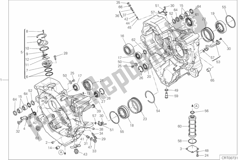 All parts for the 010 - Half-crankcases Pair of the Ducati Multistrada 1200 ABS Thailand 2017